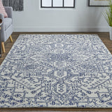 Feizy Belfort Transitional Medallion - Ivory/Blue Area Rug - Clearance