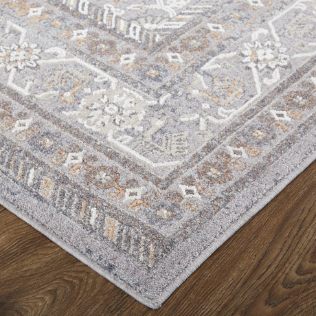 Feizy Francisco Transitional Medallion - Gray/Orange/Ivory Area Rug