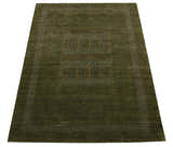 Gabbeh Design Hand Loomed Green Wool Area Rug