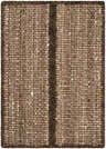 Close-up of Bronson Handmade Galey Alix x LIVABLISS rug. Chestnut, sandstone, and taupe hand-woven wool texture with stripe. Design-Rectangle