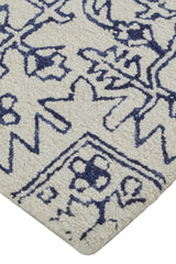 Feizy Belfort Transitional Medallion - Ivory/Blue Area Rug - Clearance