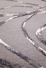 Gem Curved Stripes Gray Hand Tufted 5x5 Wool Area Rug