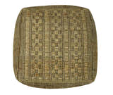 Geometrical Hand Woven Natural Brown and Black Textured jute Pouf