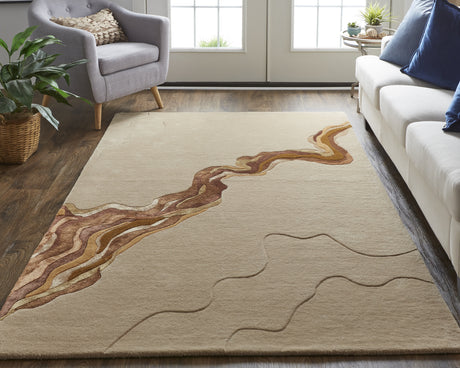 Feizy Serrano Transitional Abstract - Tan/Orange Area Rug - Clearance
