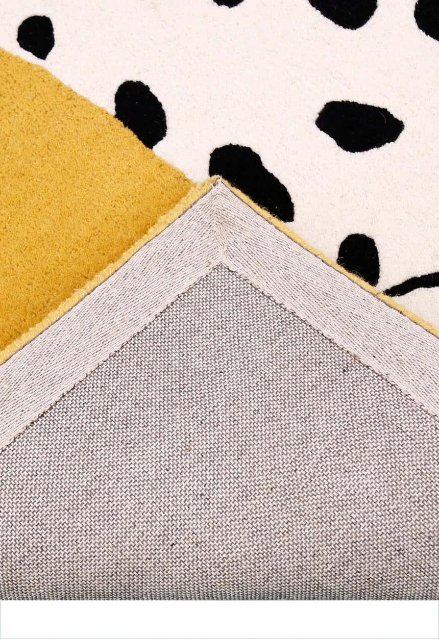 Gold And Black Shady Dalmatian Hand Tufted 4x4 Wool Rug