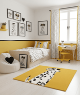 Gold And Black Shady Dalmatian Hand Tufted 4x4 Wool Rug