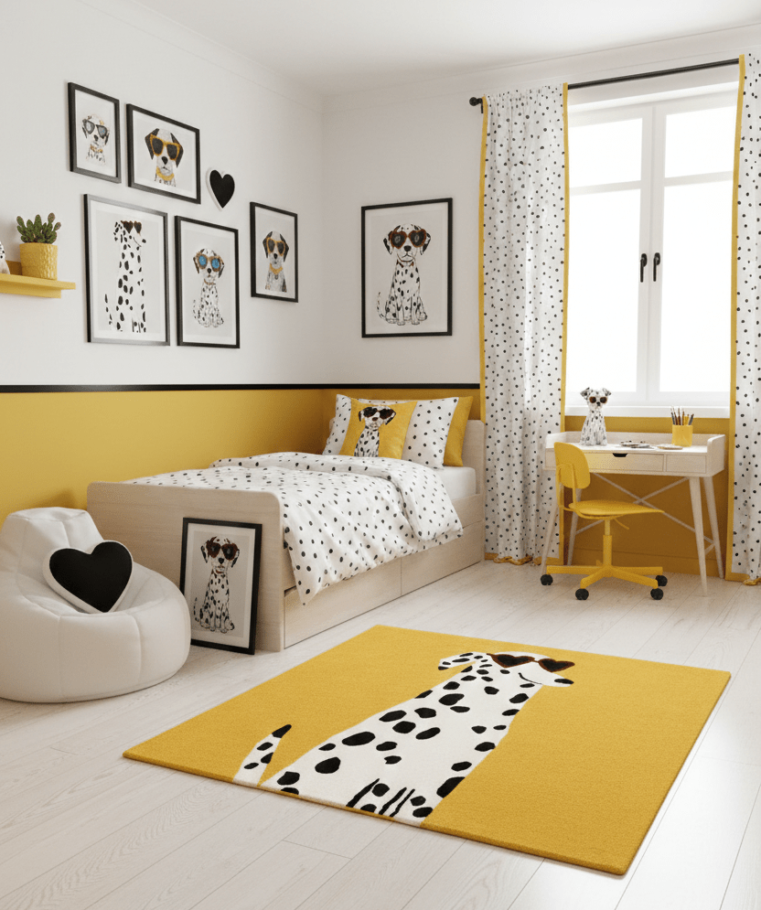 Gold And Black Shady Dalmatian Hand Tufted 4x4 Wool Rug