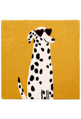 Gold And Black Shady Dalmatian Hand Tufted 4x4 Wool Rug