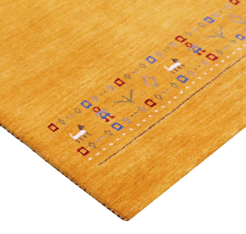 Gold And Blue Modern Design Hand Loomed Wool Area Rug