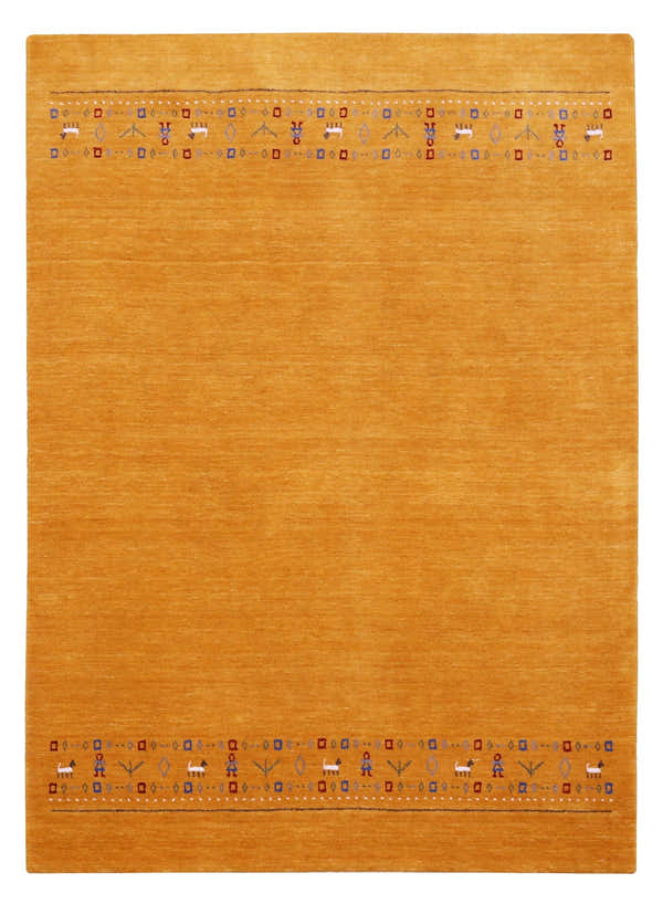 Gold And Blue Modern Design Hand Loomed Wool Area Rug