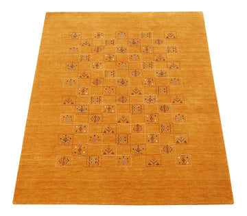 Gold Center Pattern Hand Loomed Wool Area Rug