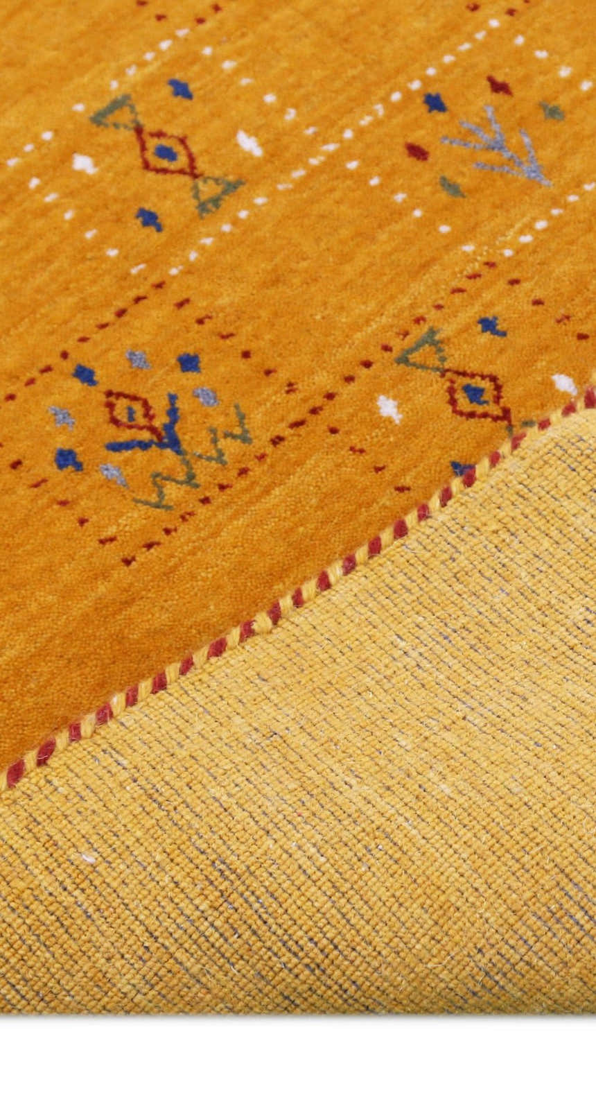 Gold Center Pattern Hand Loomed Wool Area Rug