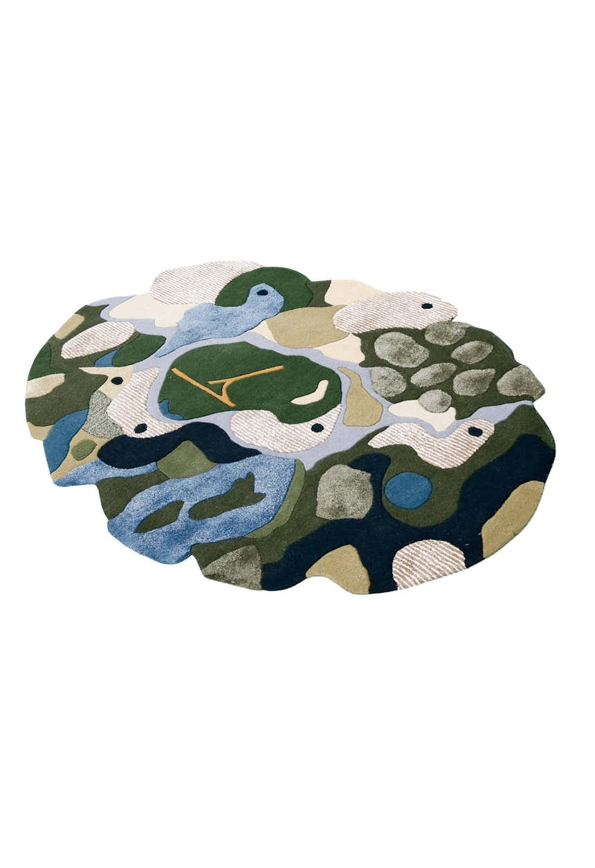 Golf course Modern Style Green Hand Tufted Wool Area Rug