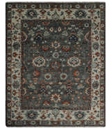 Charcoal and Ivory Hand Knotted Traditional Oushak Custom Made Wool Area Rug