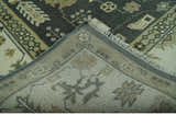 Gray And Beige Oushak Hand Knotted Custom Made Wool Rug