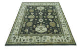 Gray And Beige Oushak Hand Knotted Custom Made Wool Rug