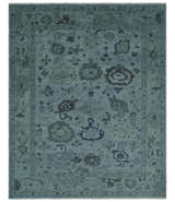 Gray and Charcoal Antique look Hand knotted Traditional Oushak wool Area Rug