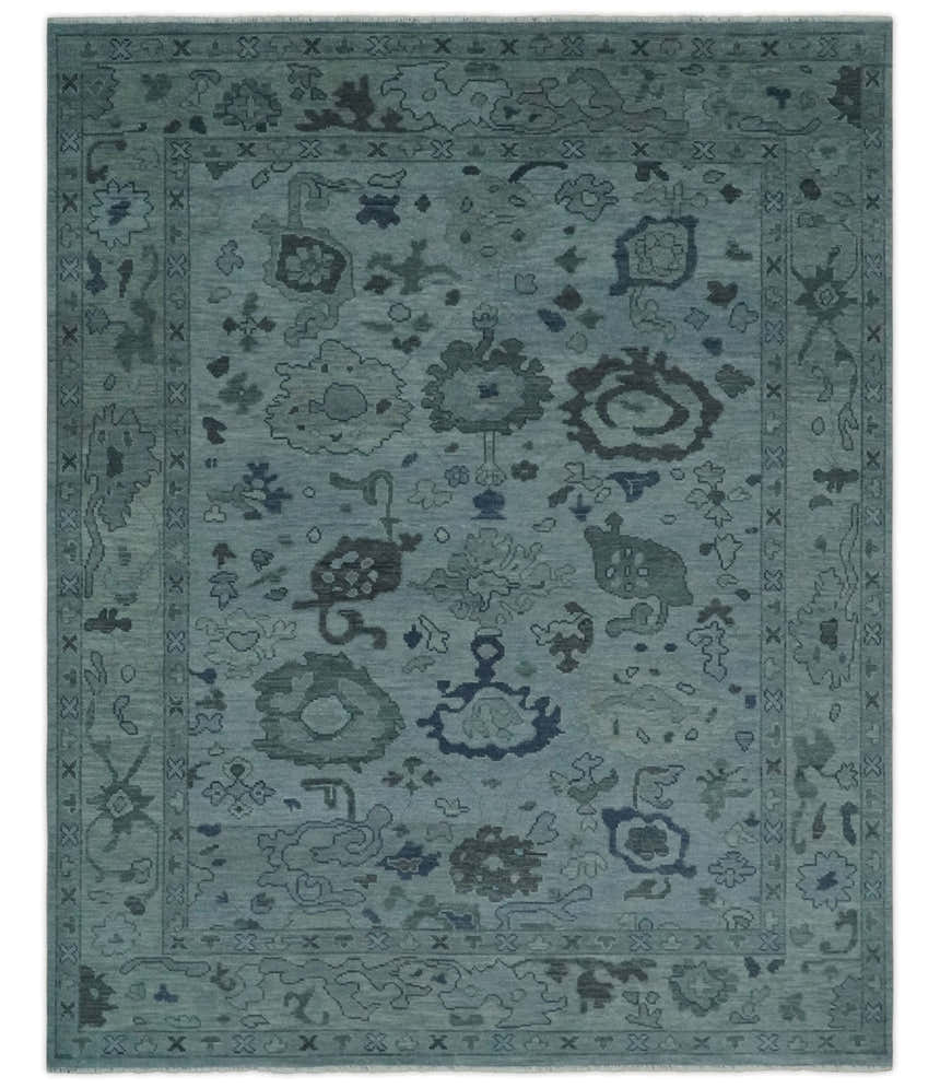 Gray and Charcoal Antique look Hand knotted Traditional Oushak wool Area Rug