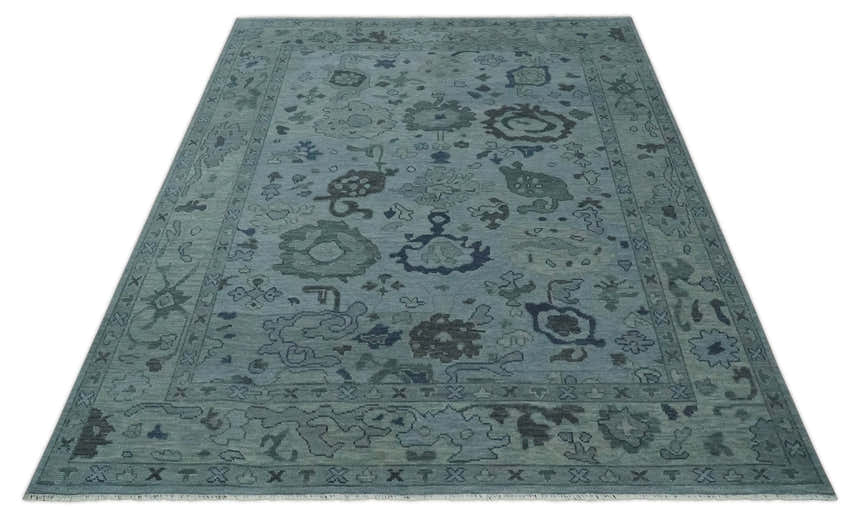 Gray and Charcoal Antique look Hand knotted Traditional Oushak wool Area Rug
