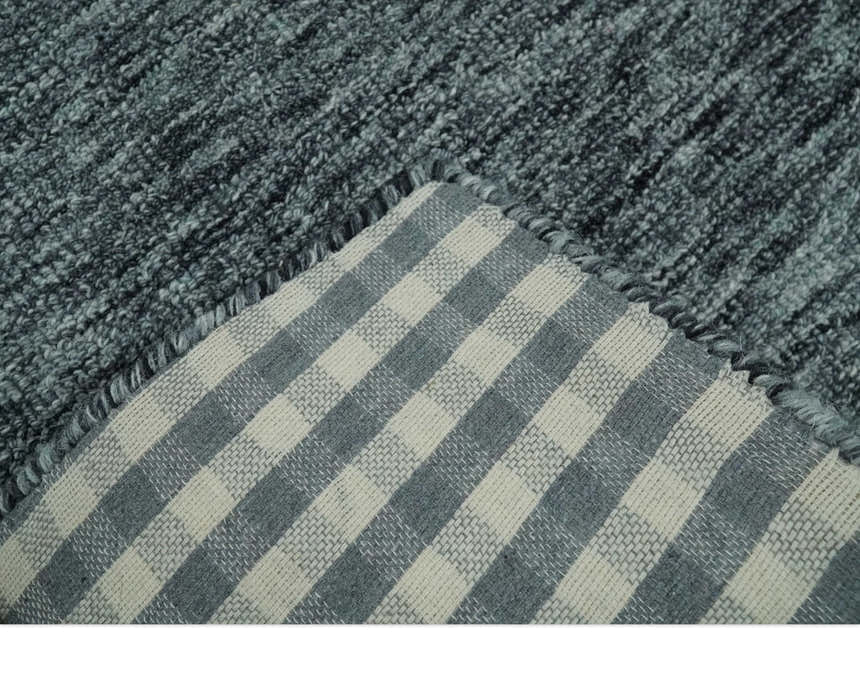 Gray and Charcoal Solid Shaded Hand Tufted Natural Multi Size Wool Area Rug