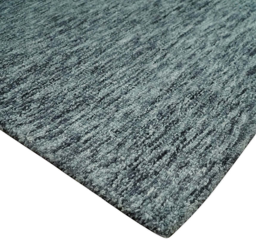 Gray and Charcoal Solid Shaded Hand Tufted Natural Multi Size Wool Area Rug