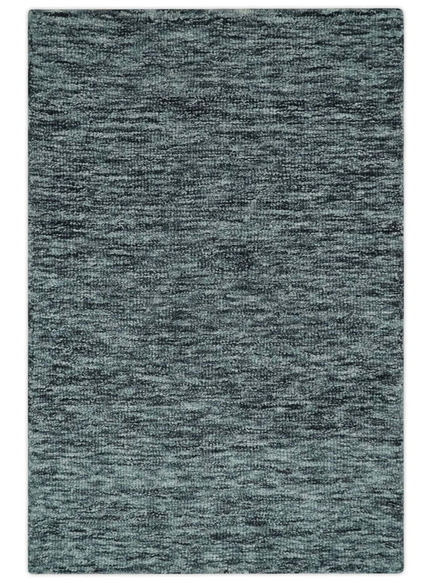 Gray and Charcoal Solid Shaded Hand Tufted Natural Multi Size Wool Area Rug