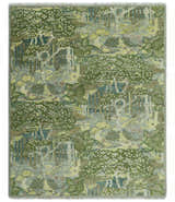 Green And Gray Nature Jungle Hand Knotted Custom Made wool area rug