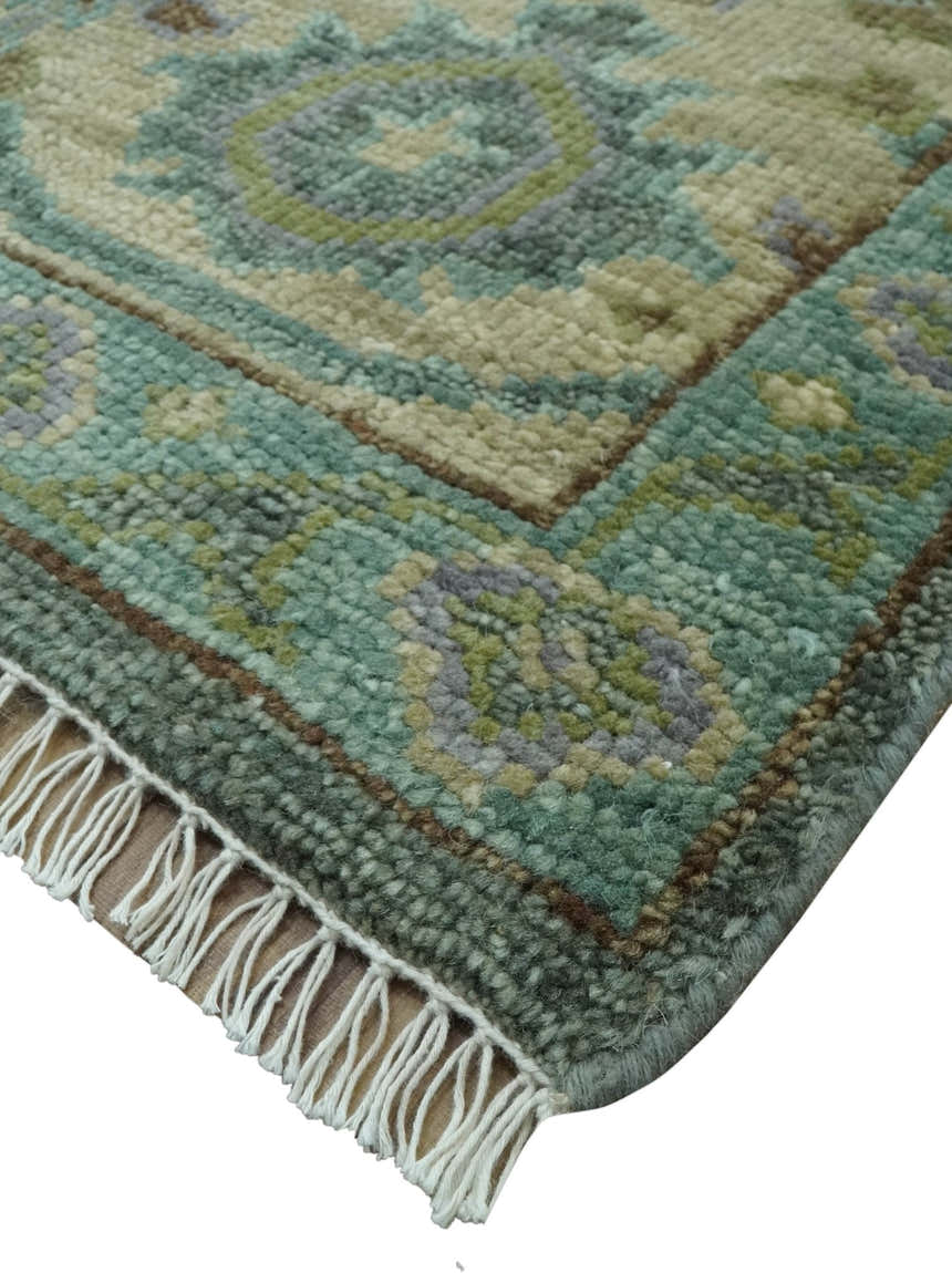 Green and Olive Hand Knotted Traditional Oushak Multi Size wool area rug