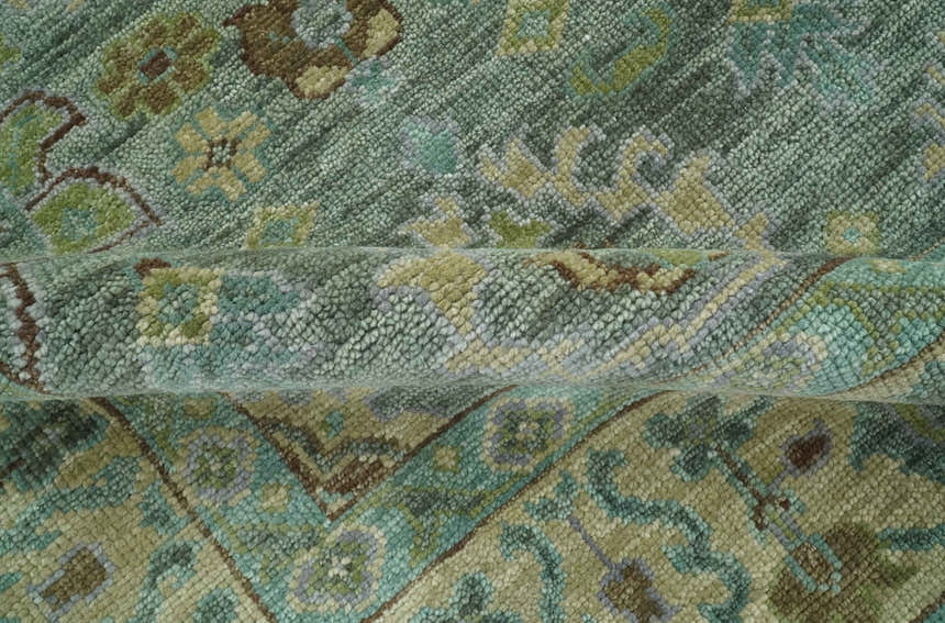 Green and Olive Hand Knotted Traditional Oushak Multi Size wool area rug