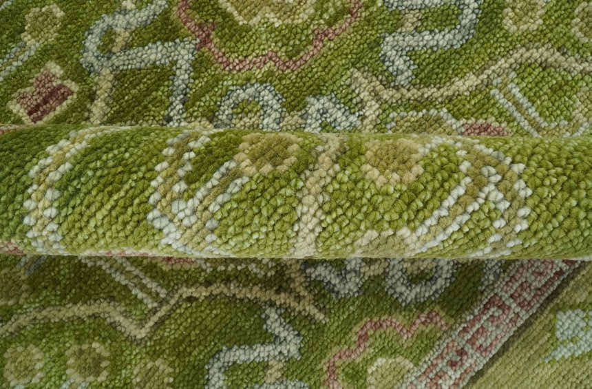 Green and Purple Traditional Design Custom Made wool area rug