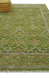 Green and Purple Traditional Design Custom Made wool area rug