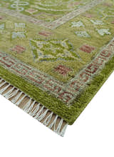 Green and Purple Traditional Design Custom Made wool area rug