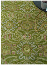 Green and Purple Traditional Design Custom Made wool area rug