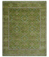 Green and Purple Traditional Design Custom Made wool area rug