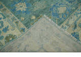 Green, Beige and Blue Hand knotted Traditional Oushak Multi Size Wool Area Rug