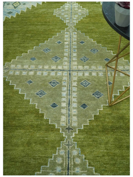 Green, Blue and Gray Hand Knotted Traditional Heriz Multi Size wool area rug