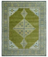 Green, Blue and Gray Hand Knotted Traditional Heriz Multi Size wool area rug