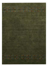 Green Contemporary Design Hand Loomed Wool Area Rug