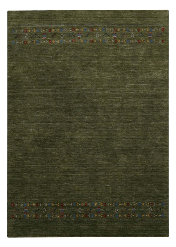 Green Contemporary Design Hand Loomed Wool Area Rug