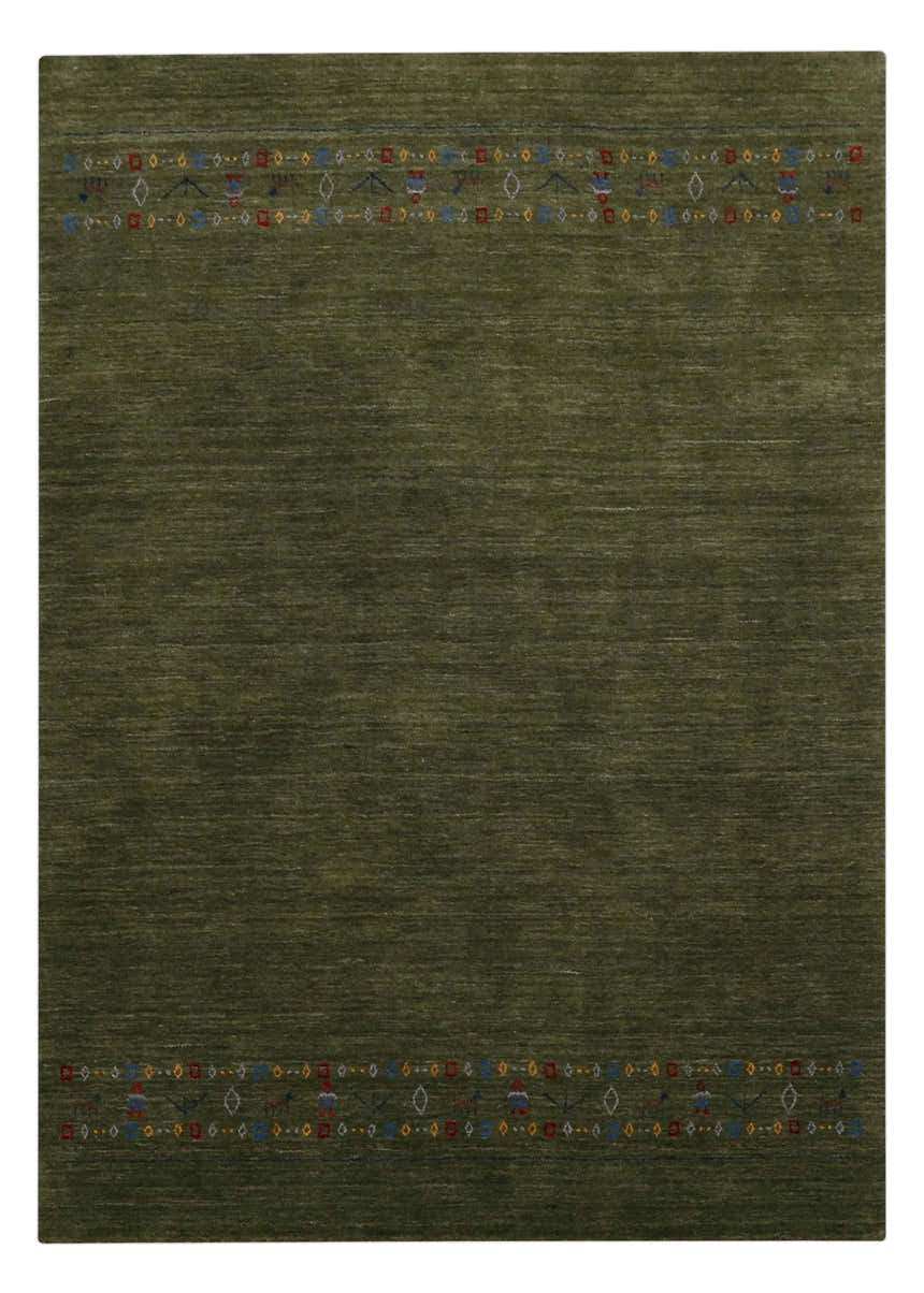 Green Contemporary Design Hand Loomed Wool Area Rug
