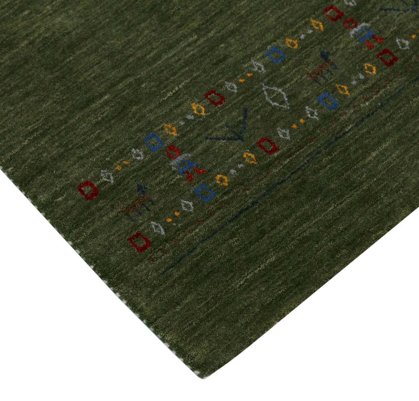 Green Contemporary Design Hand Loomed Wool Area Rug