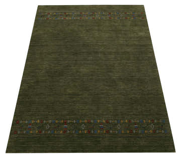 Green Contemporary Design Hand Loomed Wool Area Rug