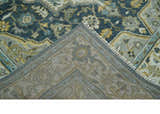 Ivory, Teal, silver and Olive Hand Knotted Traditional Heriz Medallion Multi size wool Area Rug
