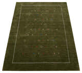 Green Modern Design Hand Loomed Wool Area Rug