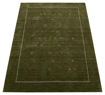Green Modern Design Hand Loomed Wool Area Rug