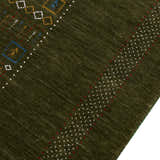 Green Tribal Center Pattern Hand Loomed Wool Area Rug