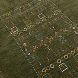Green Tribal Center Pattern Hand Loomed Wool Area Rug