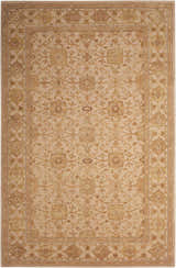 Close-up of the Nourison 3000 Beige Persian rug. Features a floral pattern and border in beige, tan, and cream tones.