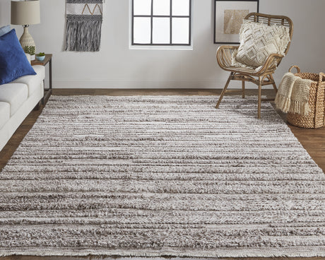 Feizy Alden Transitional Stripes - Taupe/Brown/Ivory Area Rug - Clearance