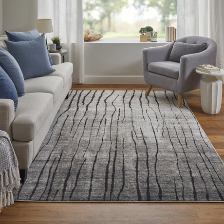 Feizy Kano Transitional Abstract - Gray/Black/Taupe Area Rug